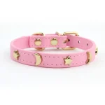 Collier anti-étranglement rose pour chat en cuir