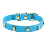 Collier bleu pour chat en cuir anti-étranglement-2.webp
