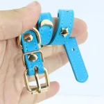 Collier pour chat en cuir anti-étranglement bleu souple