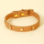 Collier pour chat en cuir anti-étranglement marron