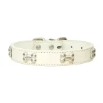 Collier pour chat en cuir blanc