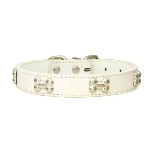 Collier pour chat en cuir blanc