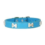 Collier pour chat en cuir bleu ciel