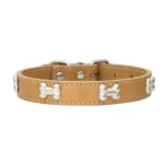 Collier pour chat en cuir marron clair