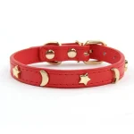 Collier pour chat en cuir rouge anti-étranglement