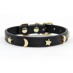 Collier pour chat noir en cuir anti-étranglement