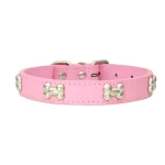 Collier pour chat rose en cuir