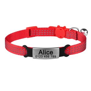 Collier pour chat rouge personnalisable