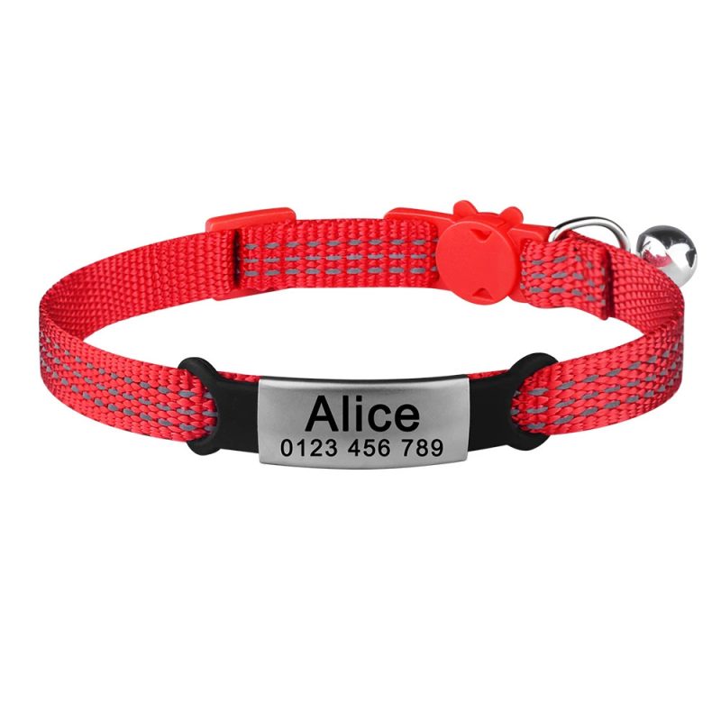 Collier pour chat rouge personnalisable