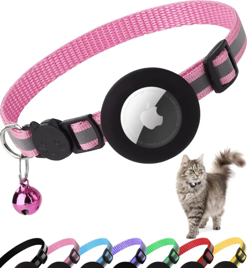 Collier rose Airtag pour chat