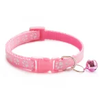 Collier rose pour chat avec clochette