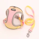 Harnais jaune-rose gilet pour chat