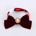 Collier pour Chat rouge en Velours avec Noeud Papillon