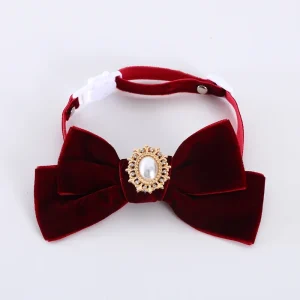 Collier pour Chat rouge en Velours avec Noeud Papillon
