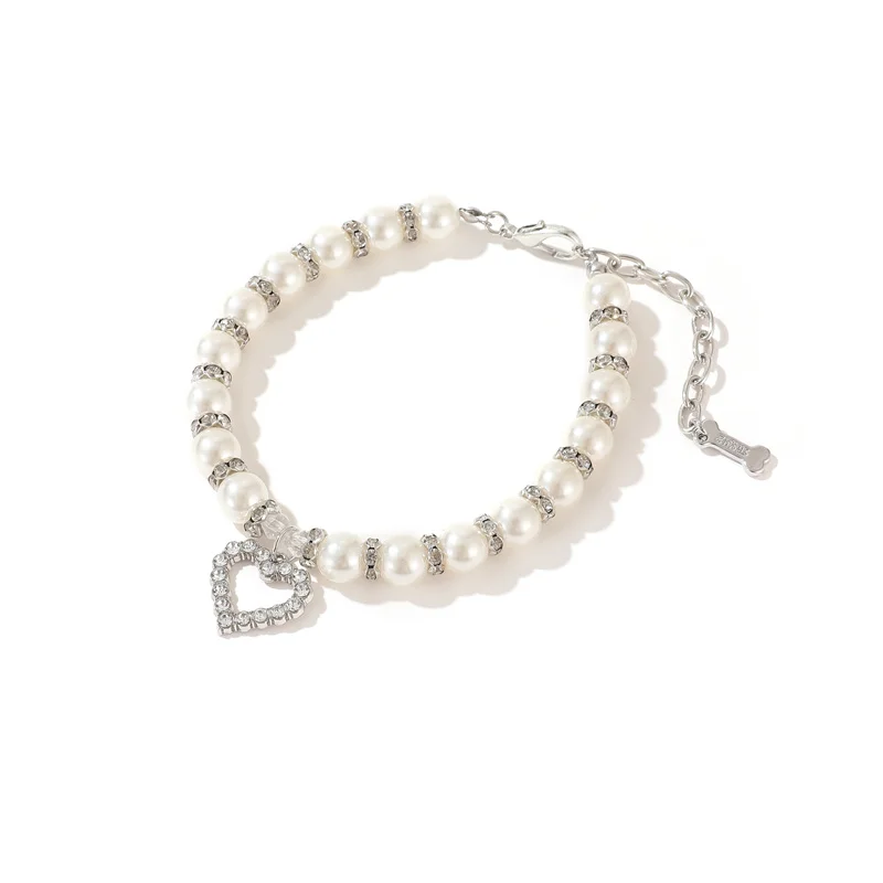 Collier de Perle pour Chat rose avec os