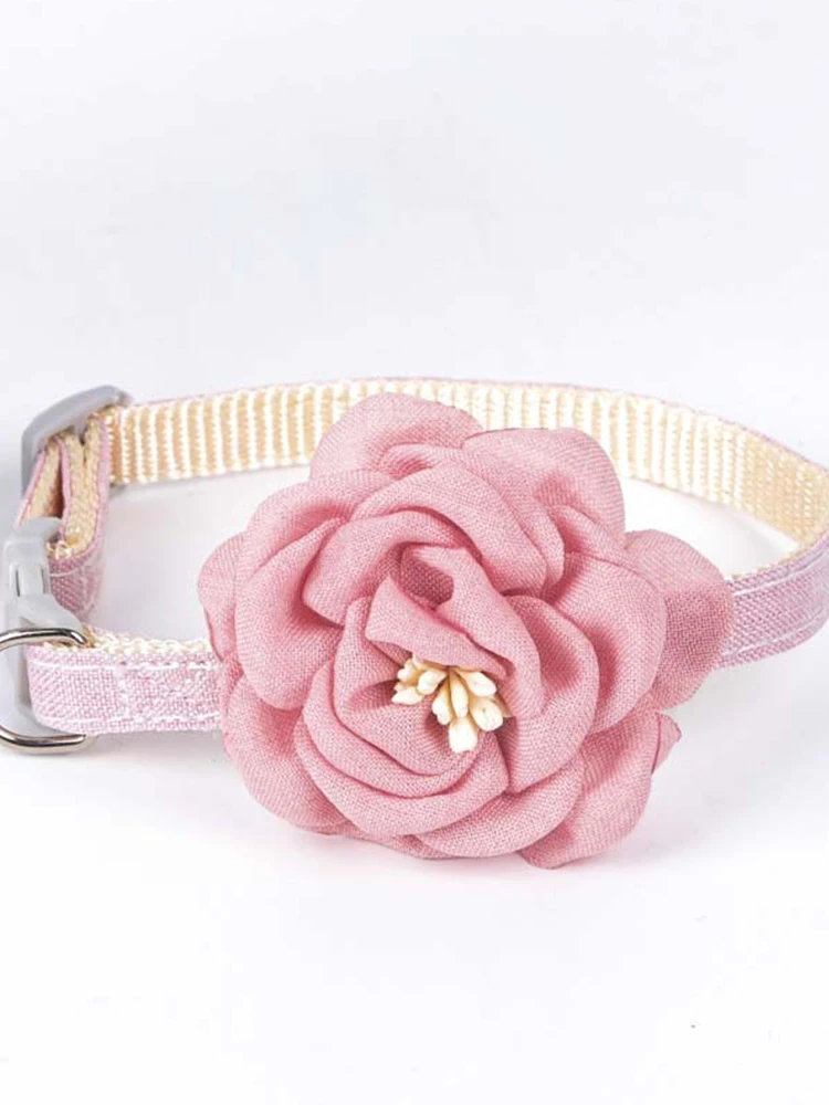 Collier pour chat avec fleur rose