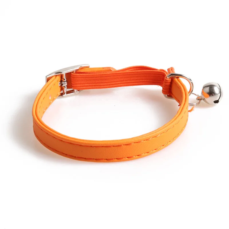 Collier en Cuir Élastique pour Chat orange
