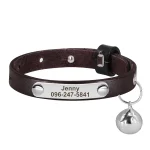 collier marron en cuir personnalisable pour chat