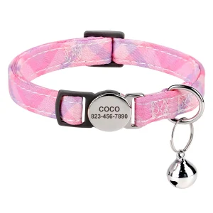 Collier pour Chat Personnalisable Anti-Étranglement rose