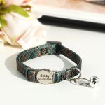 Collier vert à carreaux Personnalisable Anti-Étranglement pour Chat
