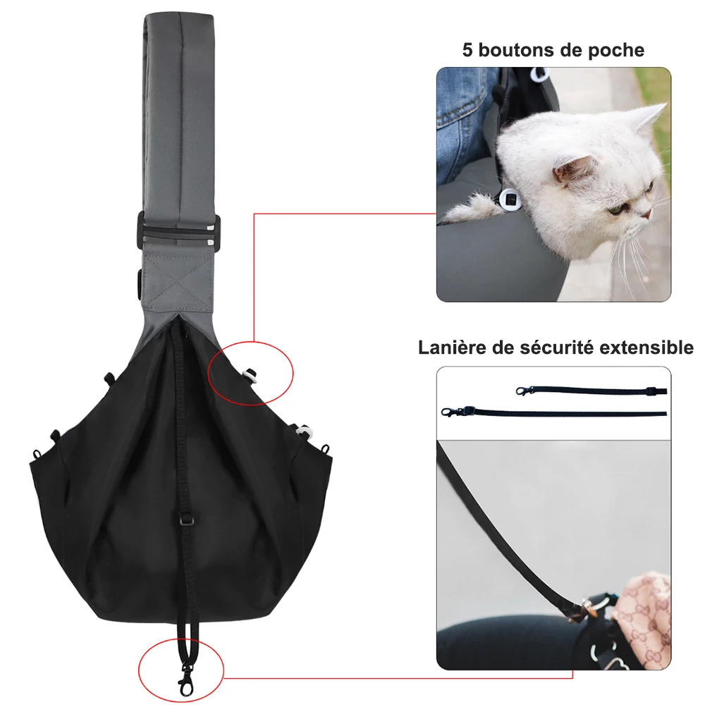 Sac de Balade à Bandoulière sécurisé pour Chat
