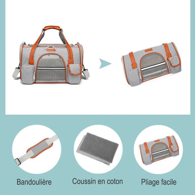 Sac de Transport pour Chat Homologué Avion pliable