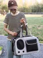 Mise en situation du Sac à Bandoulière Pliable pour Chat noir