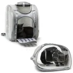 Vue de face et latérale du Sac de Transport pour Chat Transparent gris